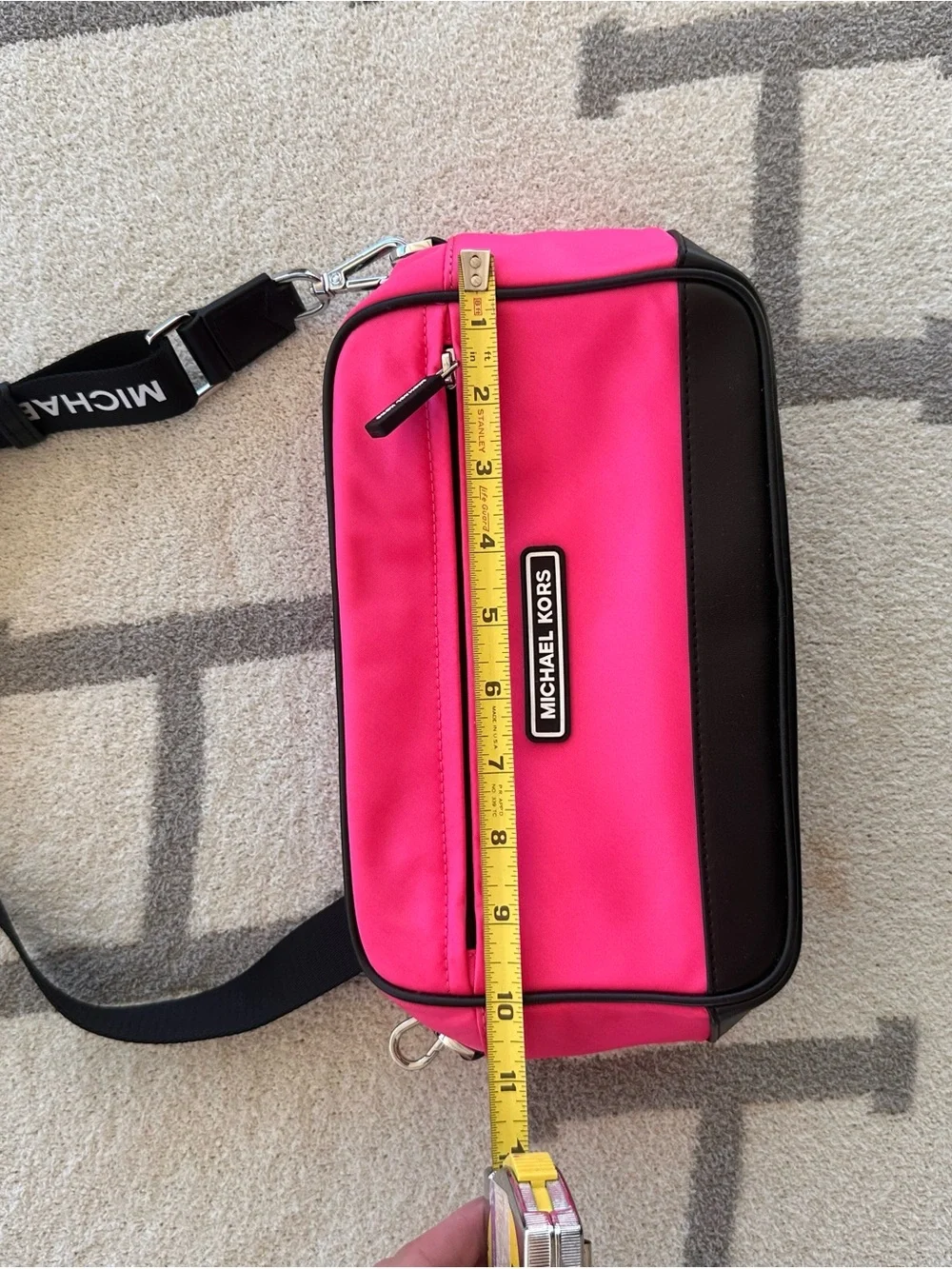 Michael Kors Hot Pink and Black Crossbody Camera Bag